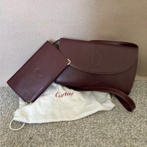 Cartier Women's Burgundy Leather Crossbody Bag Set